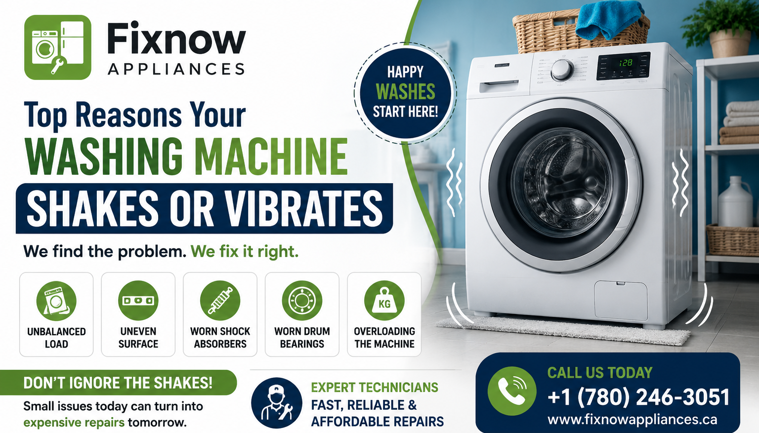 Top Reasons Your Washing Machine Shakes or Vibrates | FixNow Appliances